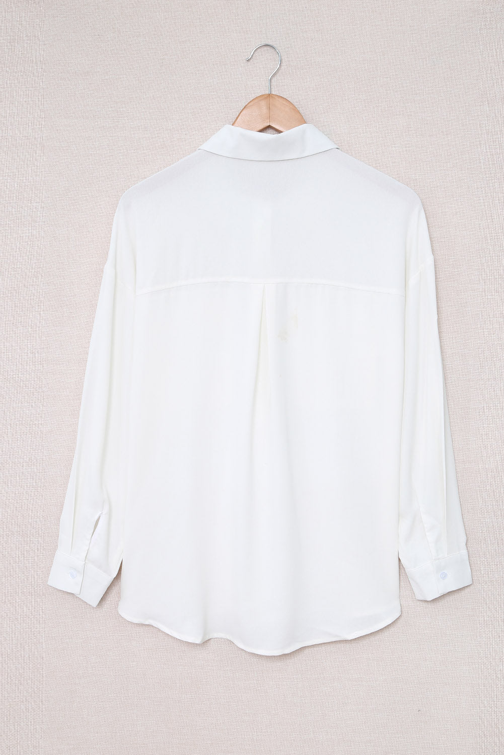 Solid Pocket Long Sleeve Button-Up Shirt | White