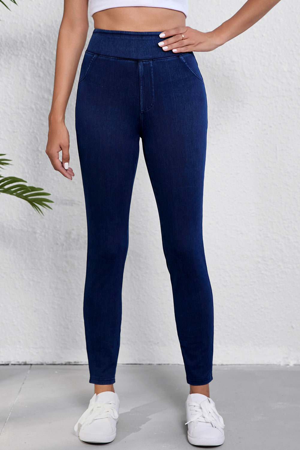 Ashleigh Blue Solid Color High Waist Stretchy Slim Fit Jeggings