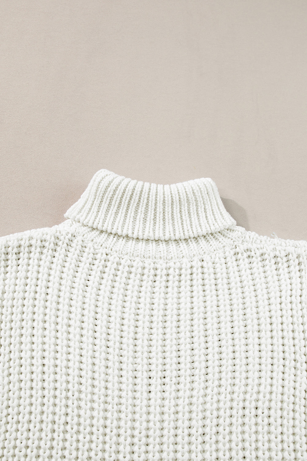 Turtleneck Knitted Slit Hem Sweater Vest | White