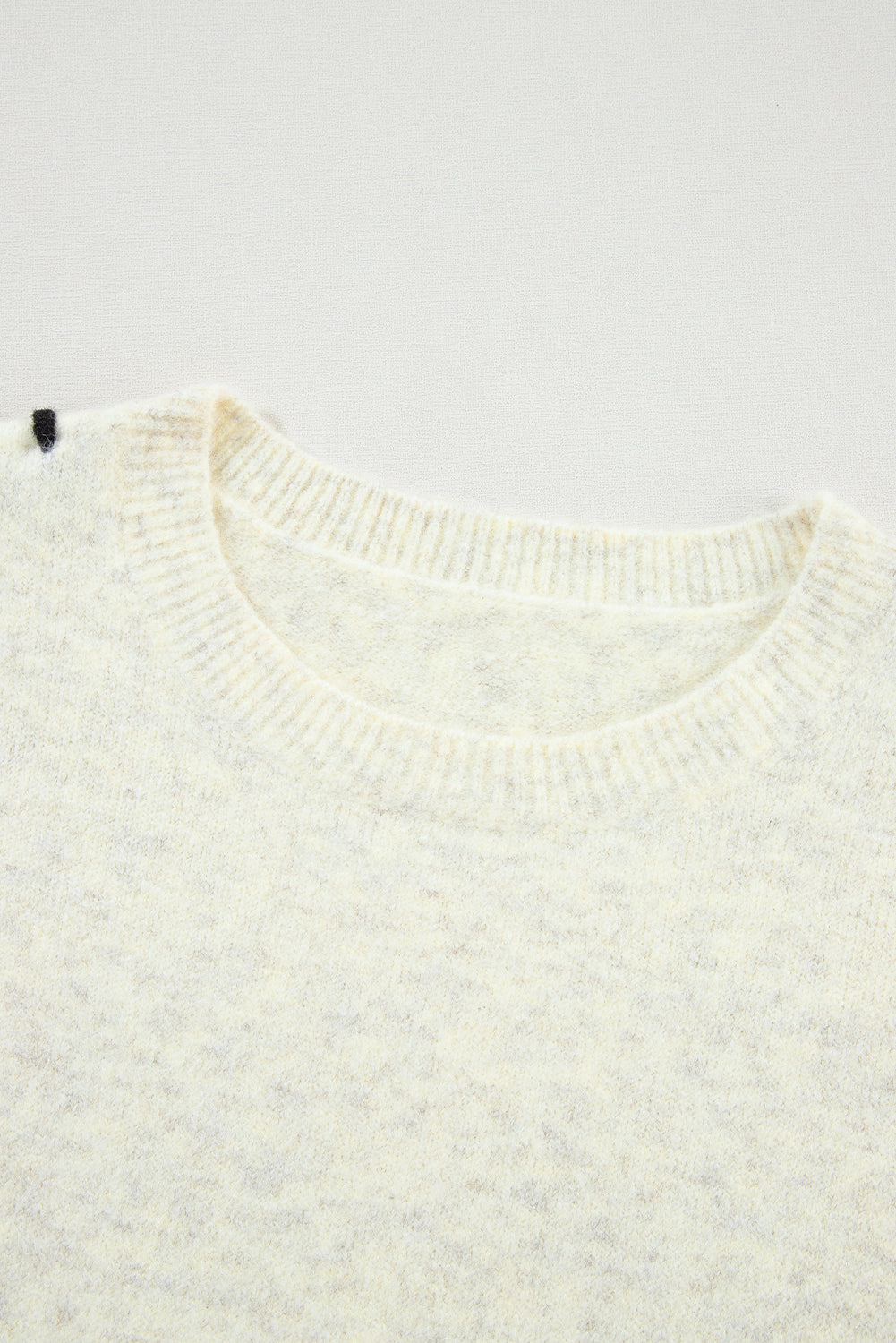 Contrast Stitch Detail Ribbed Trim Sweater | White