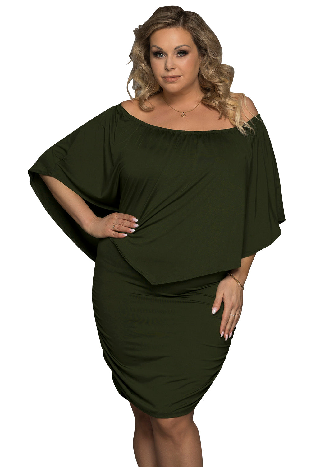 Dressing Layered Army Green Mini Poncho Dress | as shown