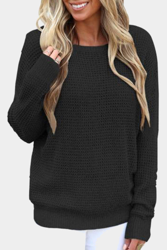 Black Cross Back Hollow-out Sweater