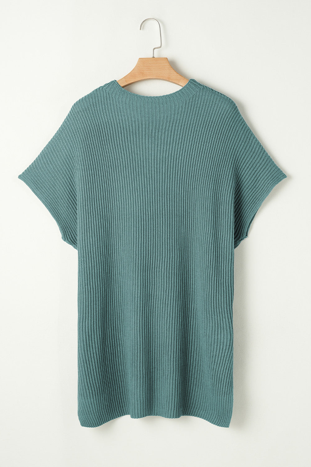 Short Sleeve Side Slit Oversized Sweater | Haze Blue