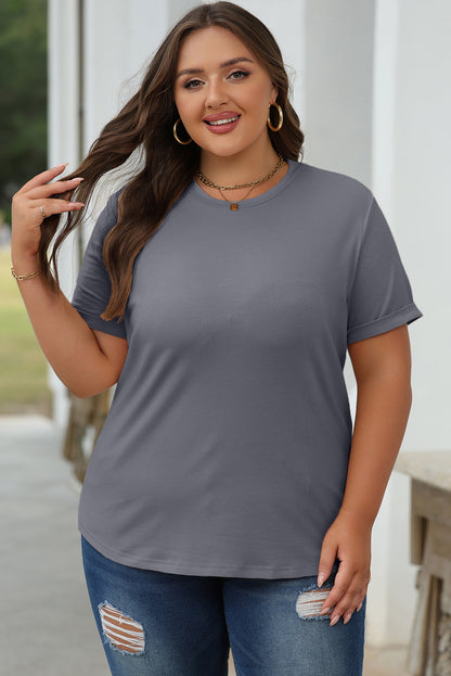 Casual Plain Crew Neck Tee | Gray