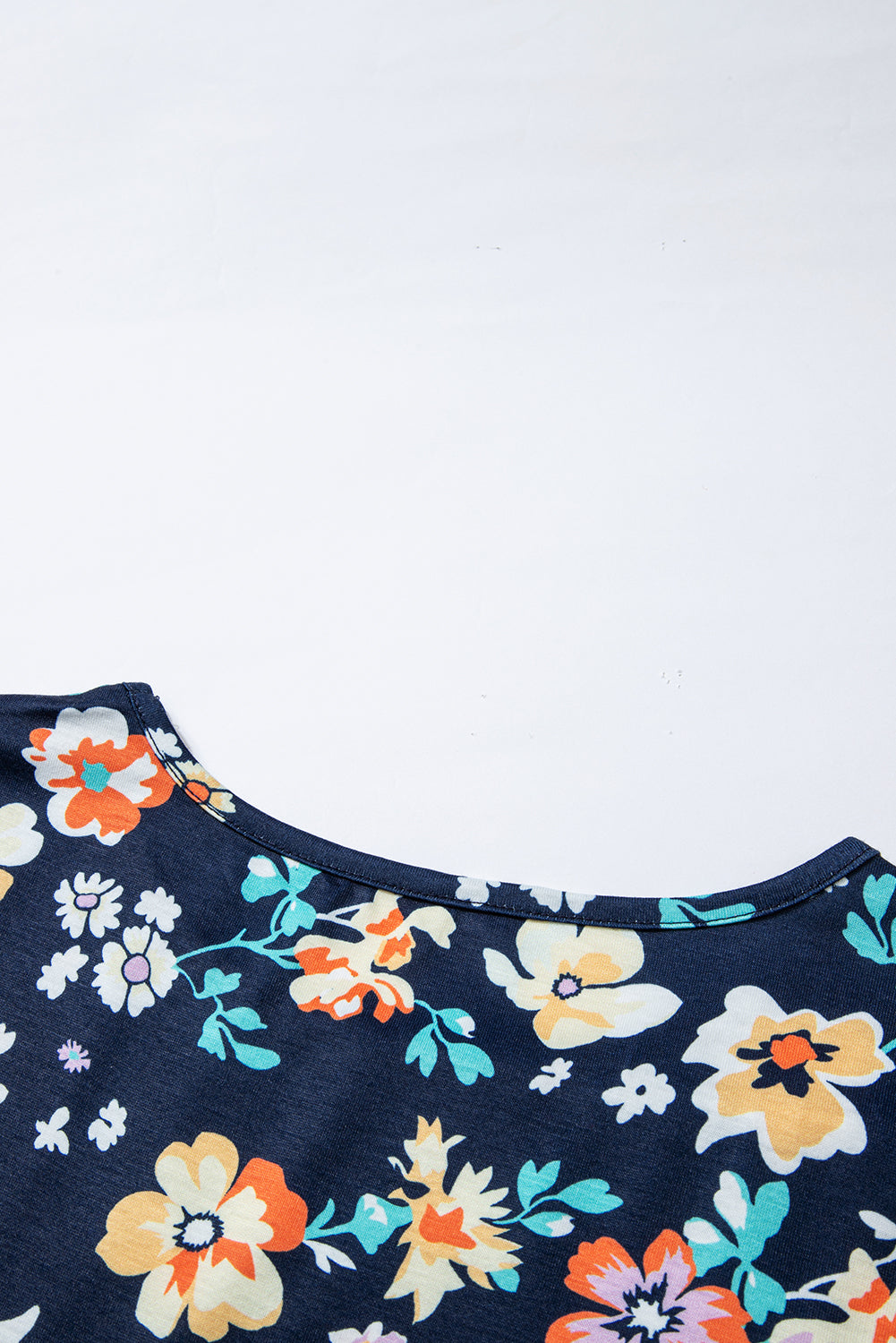 Short Sleeve A-Line Floral Dress | Blue