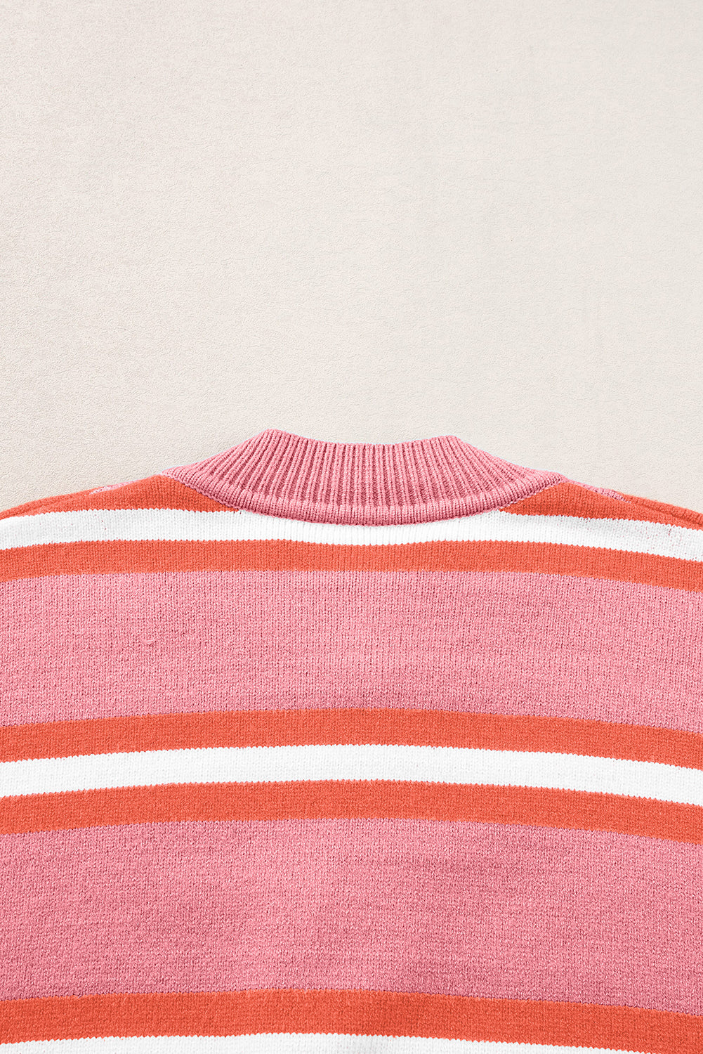 Drop Shoulder Buttons Cardigan Sweater | Pink Stripe