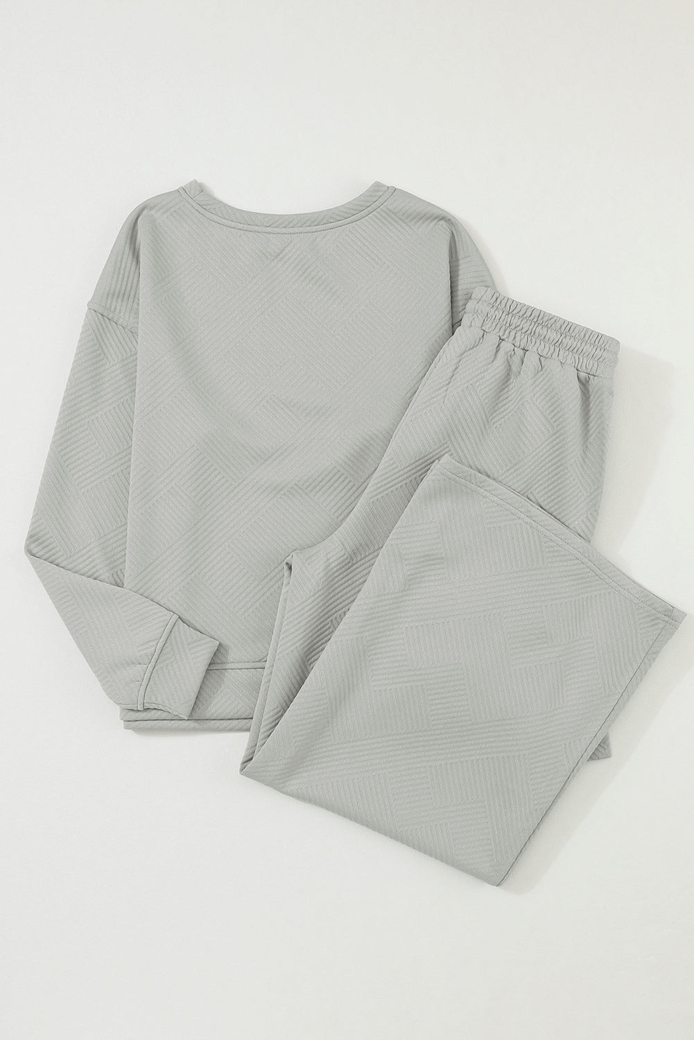 Ultra Loose Textured 2 Piece Slouchy Outfit | Gray