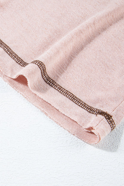 Exposed Seam Detail Loose T-Shirt | Dusty Pink