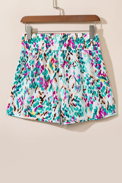 Leopard High Waisted Athletic Shorts | Light Blue