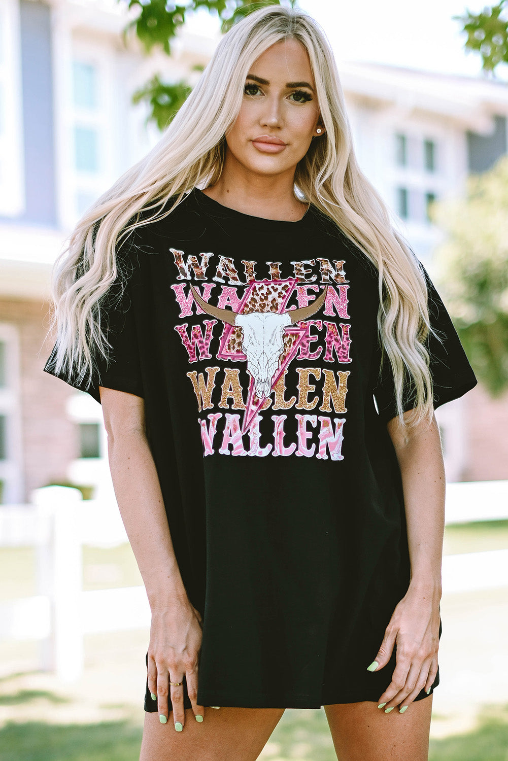 Wallen Cowskull Graphic Oversized Tee | Black