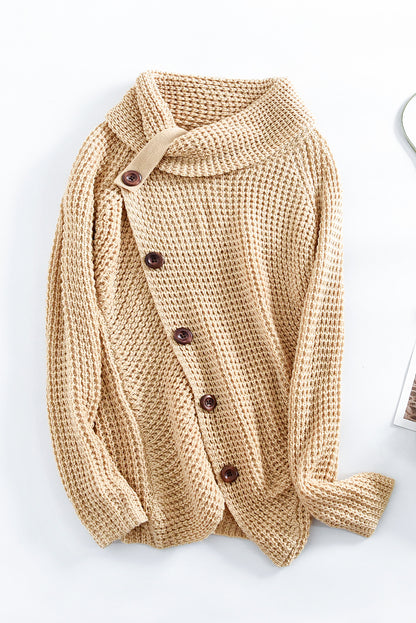 Buttoned Wrap Turtleneck Sweater | Beige