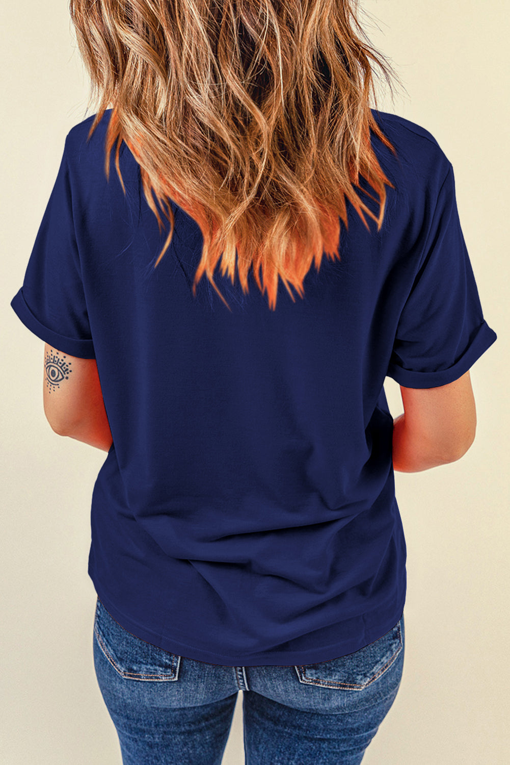 Casual Plain Crew Neck Tee | Blue