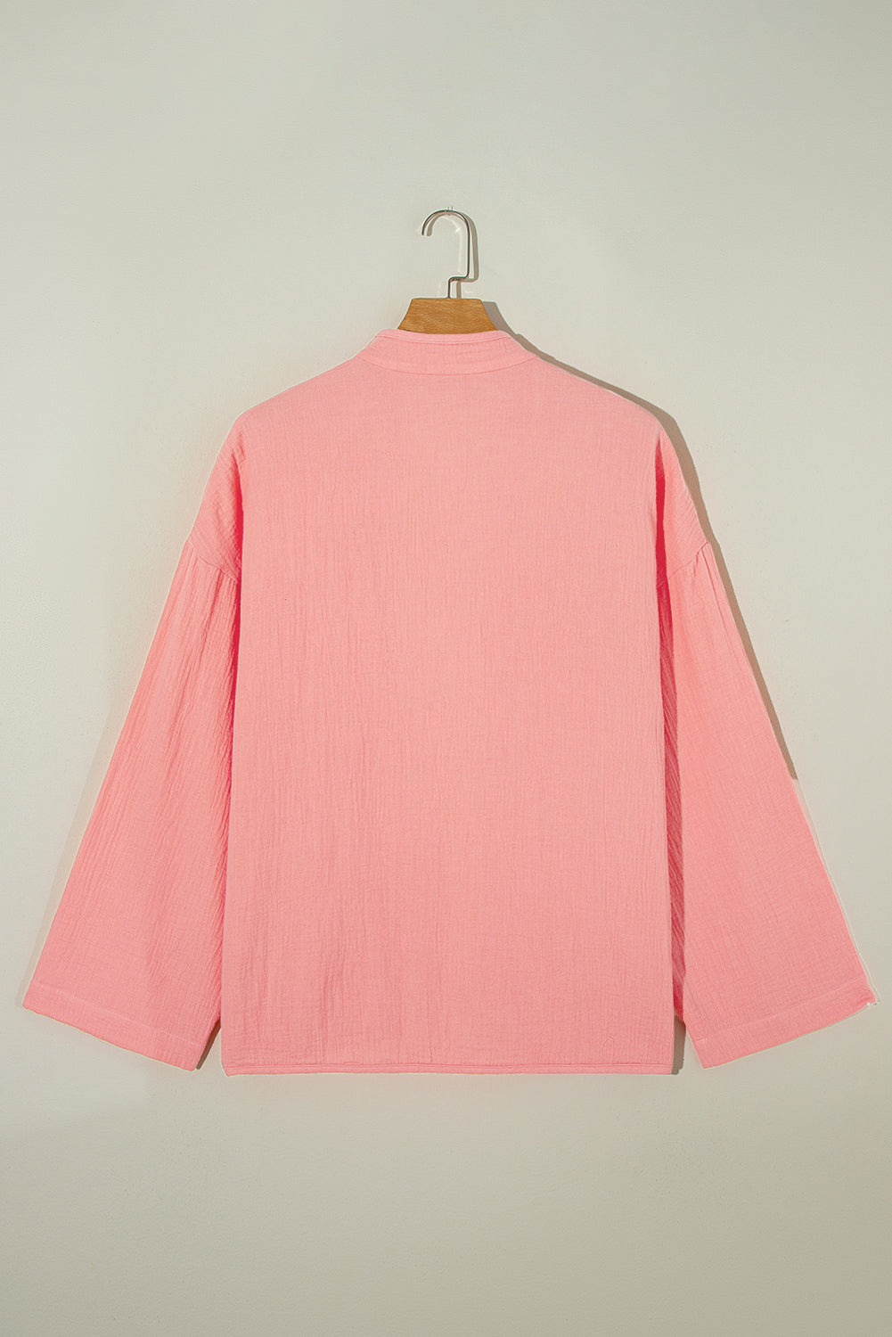 Plus Size Solid Colour Chest Pockets Crinkled Blouse | Flamingo