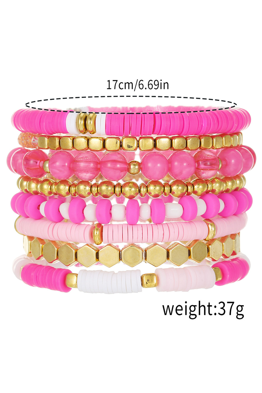 8Pcs Valentine Vibe Beaded Elastic Bracelet Set | Sachet Pink