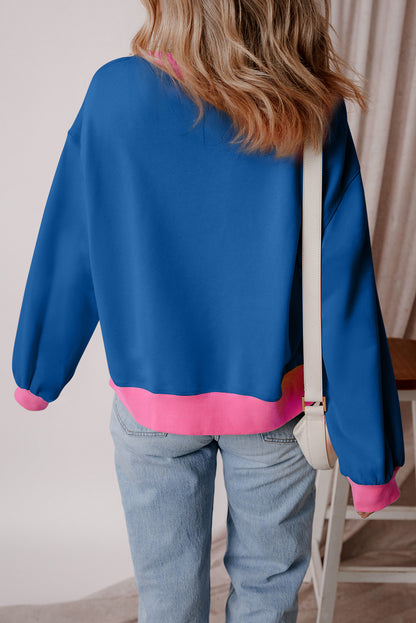 Colourblock Bubble Sleeve Sweatshirt | Blue