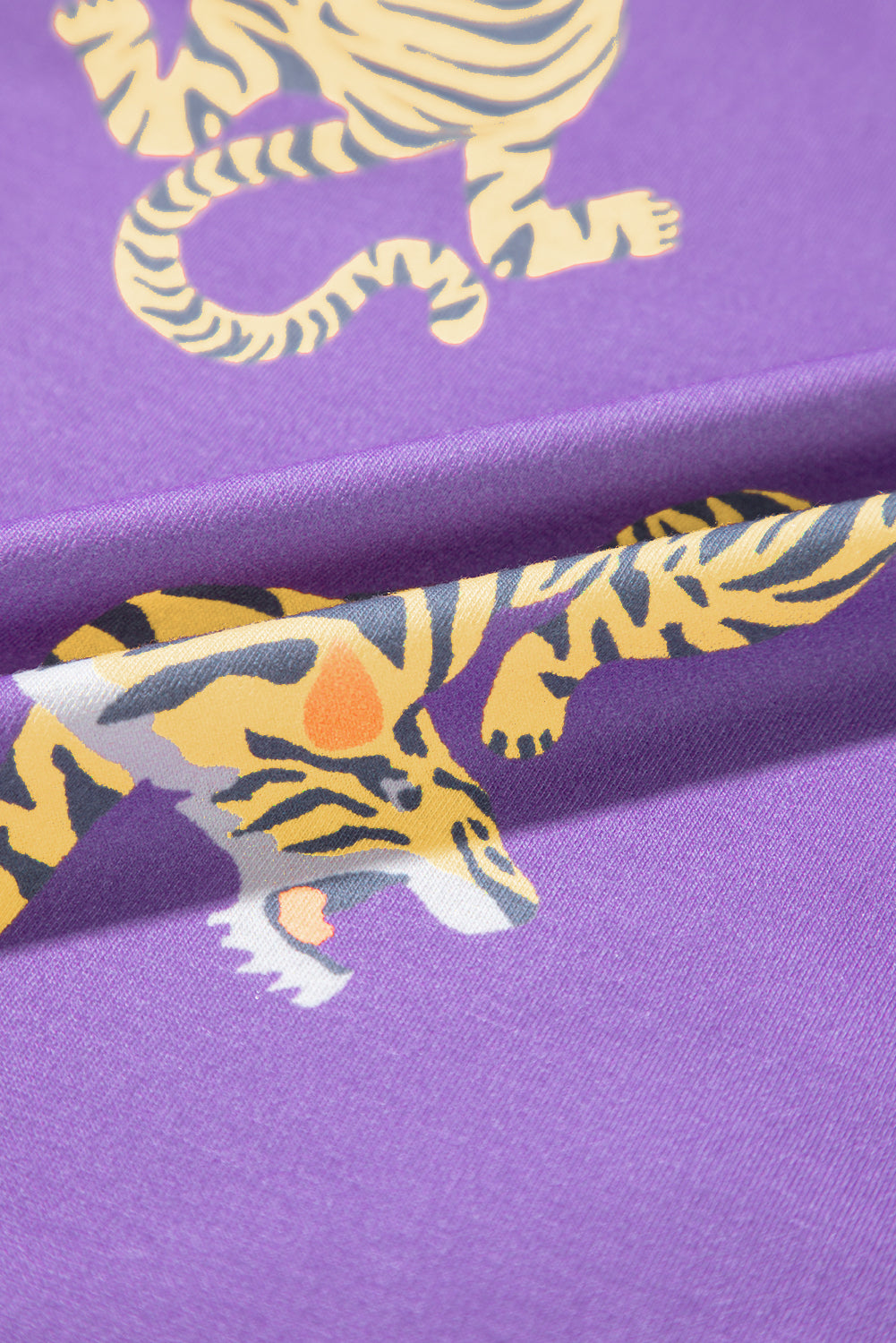 Allover Tiger Printed Patch Pocket Loose T Shirt | Purple