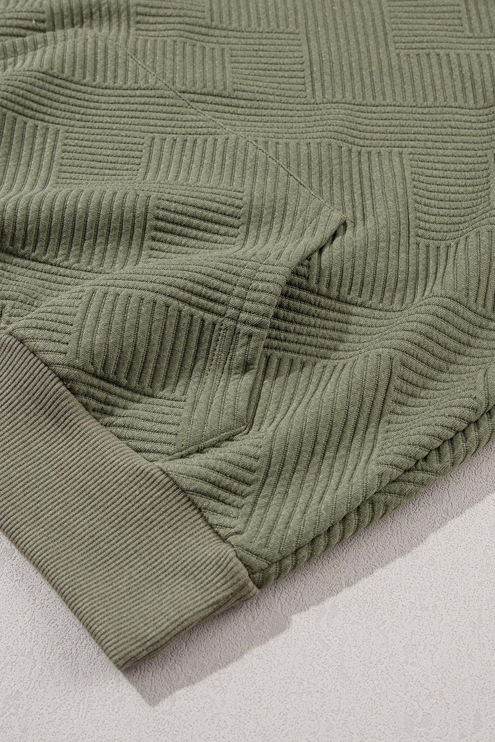 Textured Knit Buttoned Kangaroo Pocket Sweatshirt | Laurel Green