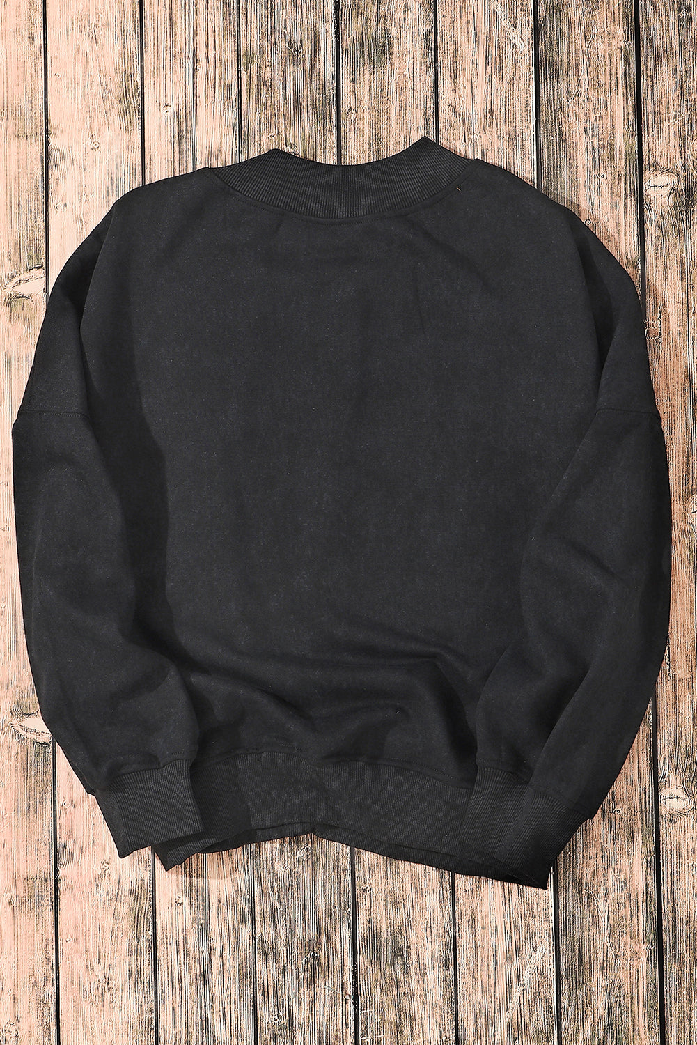 Drop Shoulder Crew Neck Pullover Sweatshirt | Black