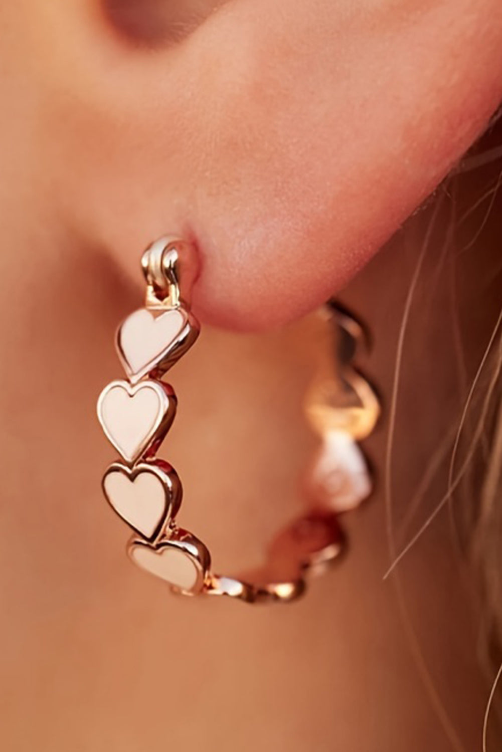 White Heart Shape Plated Alloy Small Hook Earrings