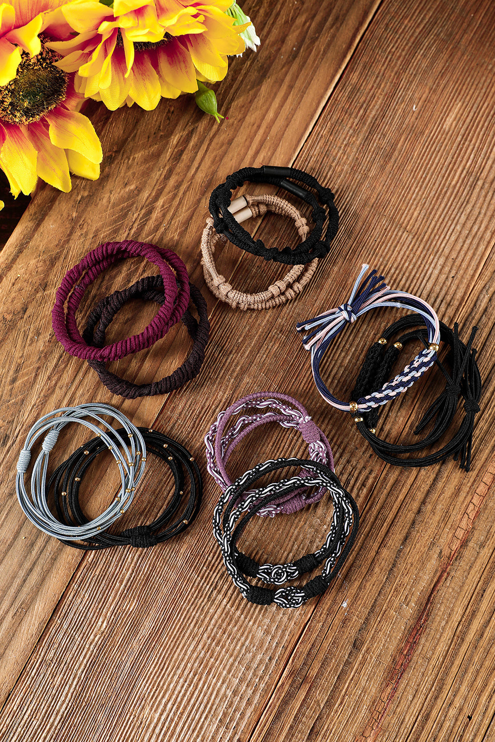 Multicolour 20Pcs Boho Knotted Hair Ties | Black