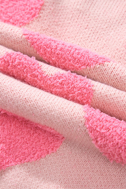 Valentine'S Day Heart Jacquard Knit Sweater | Light Pink