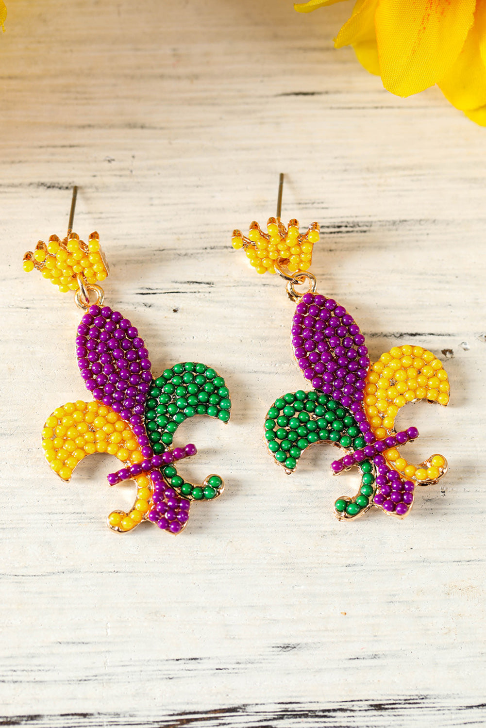 Mardi Gras Beaded Earrings | Purple