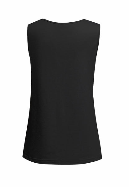 Solid Slim-Fit V Neck Tank Top | Black