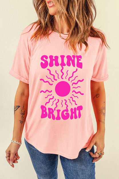 Shine Bright Graphic Casual Tee | Pink