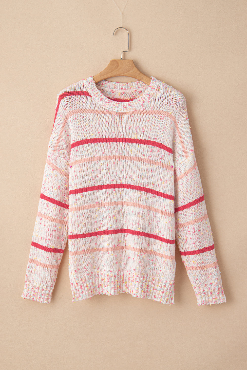 Striped Confetti Knit Sweater | Pink