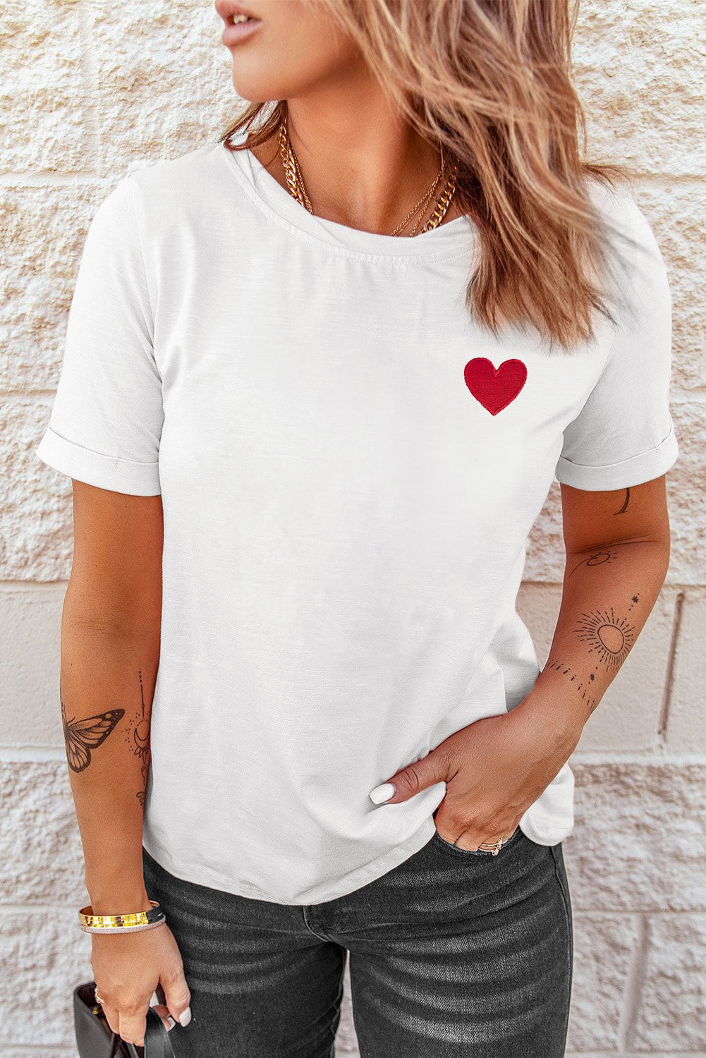 Valentines Heart Pattern T Shirt | White