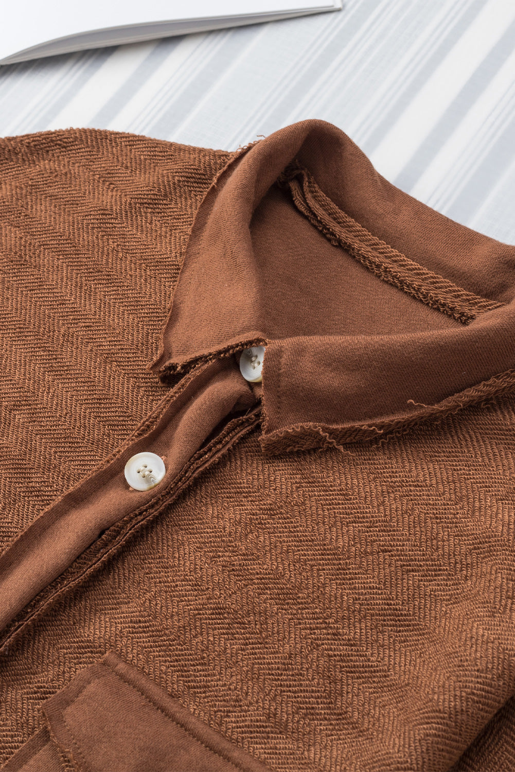 Contrast Flap Pockets Relaxed Shacket | Brown