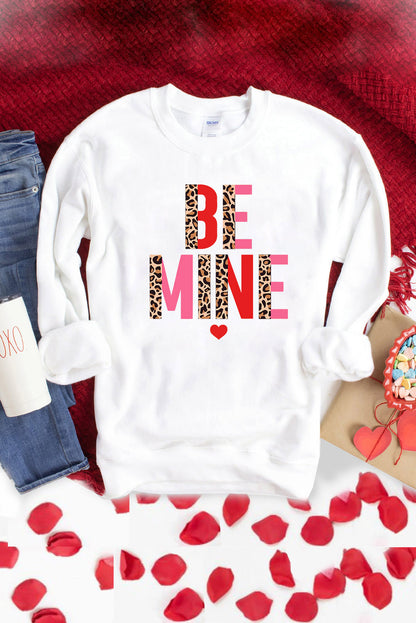 Be Mine Leopard Heart Print Long Sleeve Sweatshirt | White