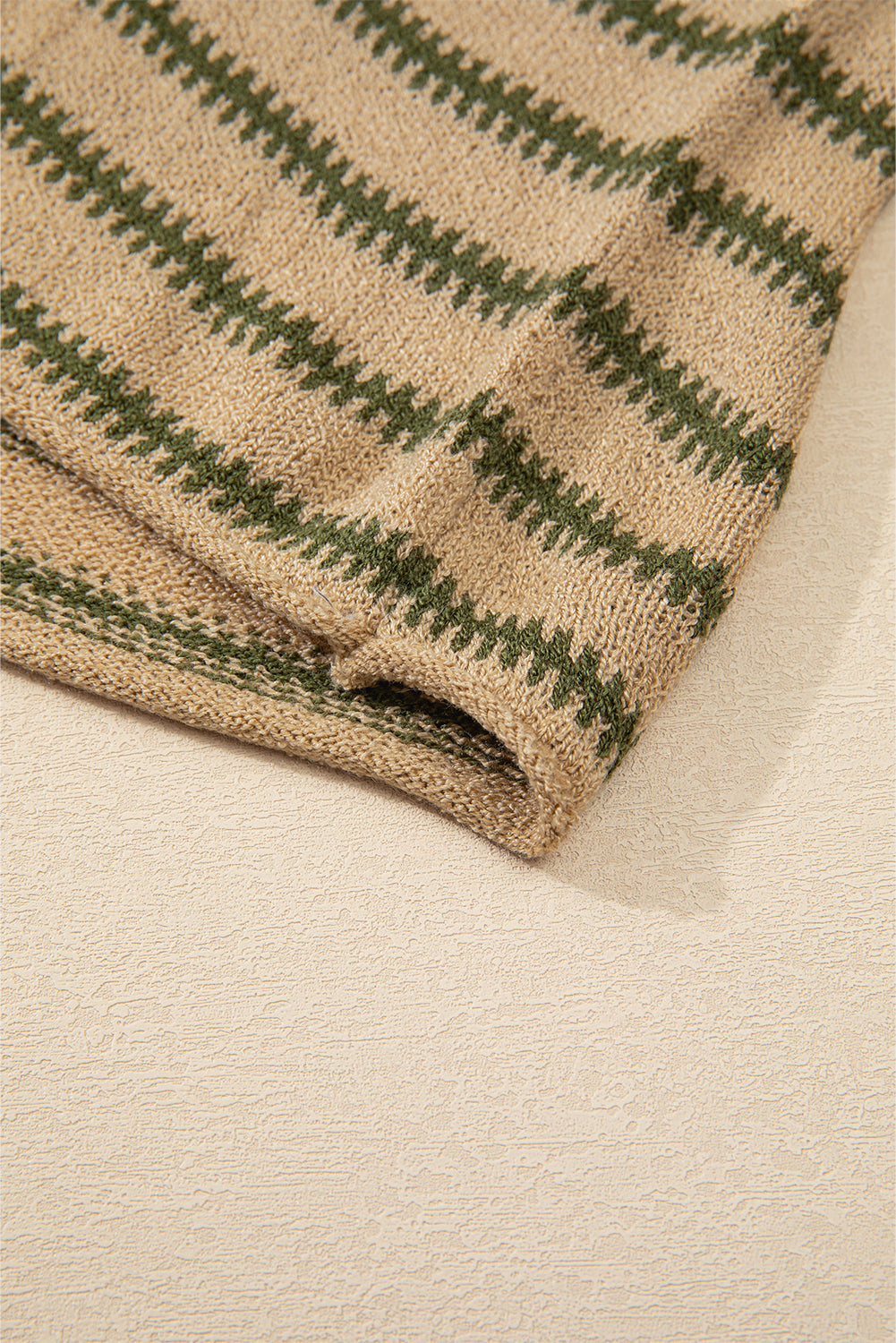 Drop Shoulder Casual Sweater | Khaki Stripe