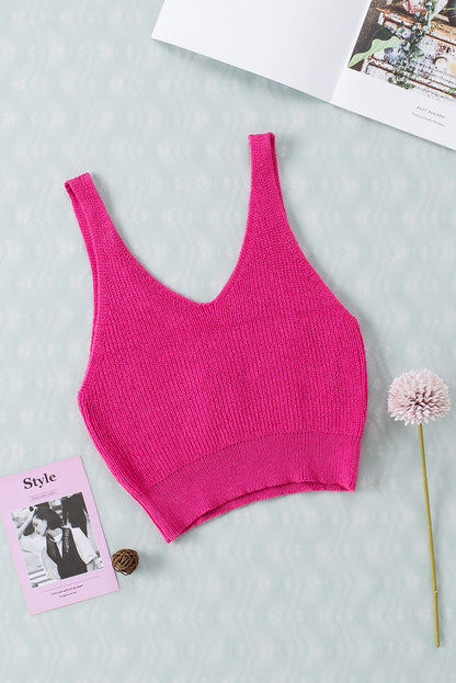 Cropped Woolen Knit Vest | Rose