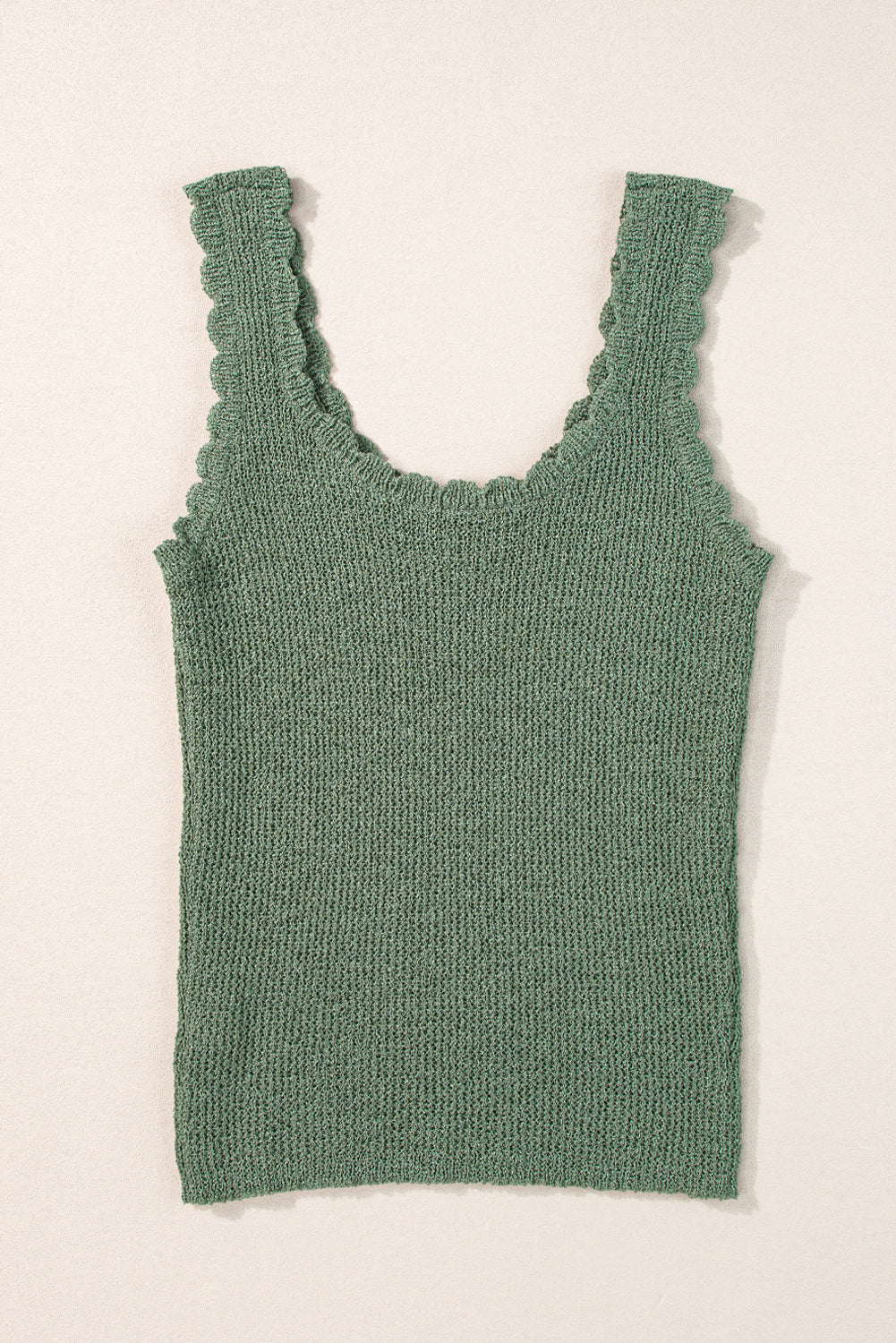 U Neck Scallop Trim Sweater Vest | Mist Green