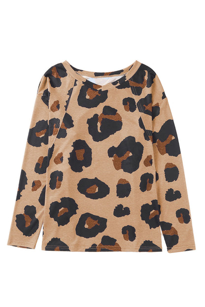 Print Long Sleeve Loose Top | Leopard