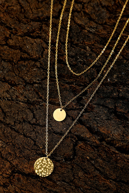 Multi Layer Disc Pendant Alloy Necklace | Gold