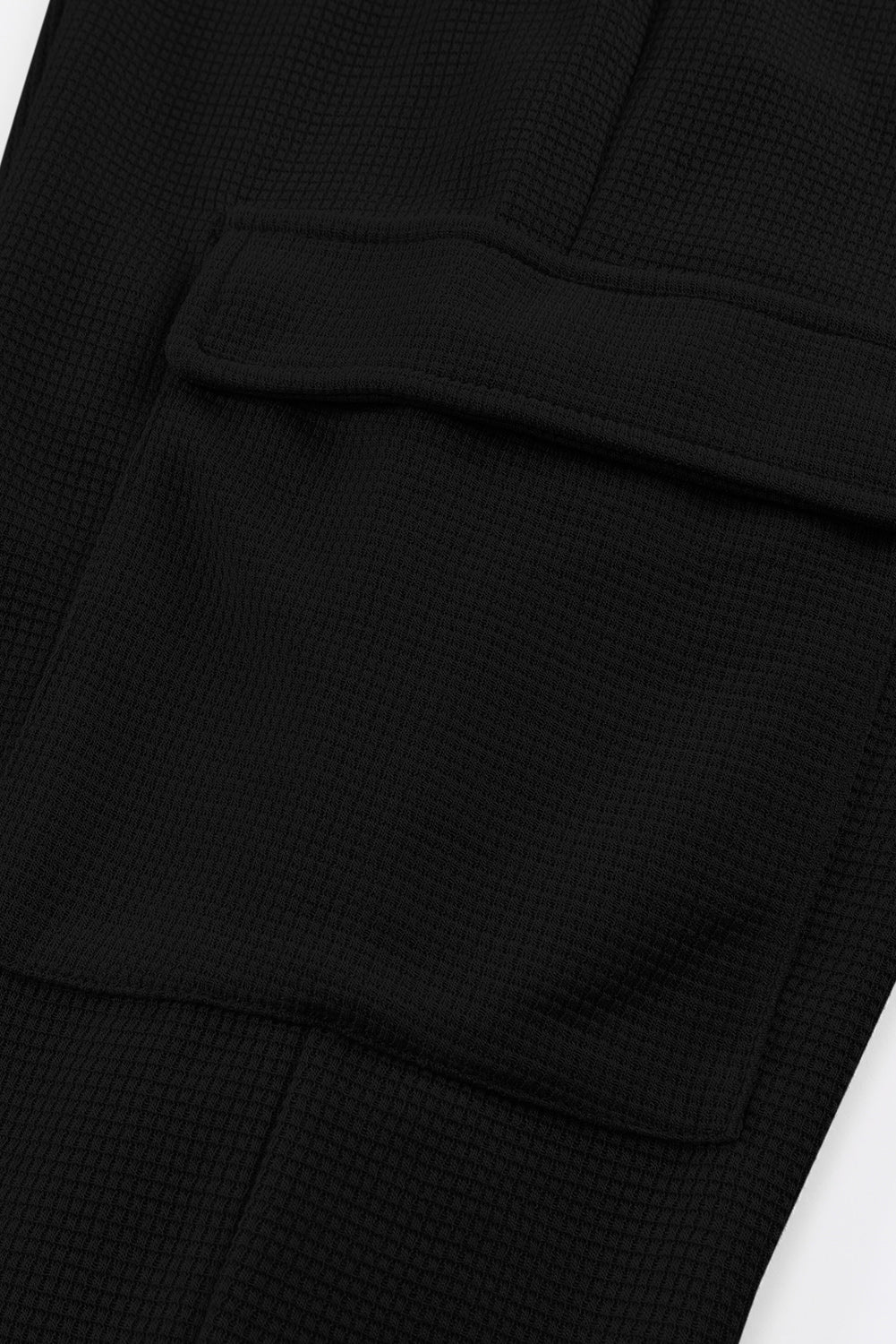 Waffle Texture Cargo Pocket Jogger Pants | Black