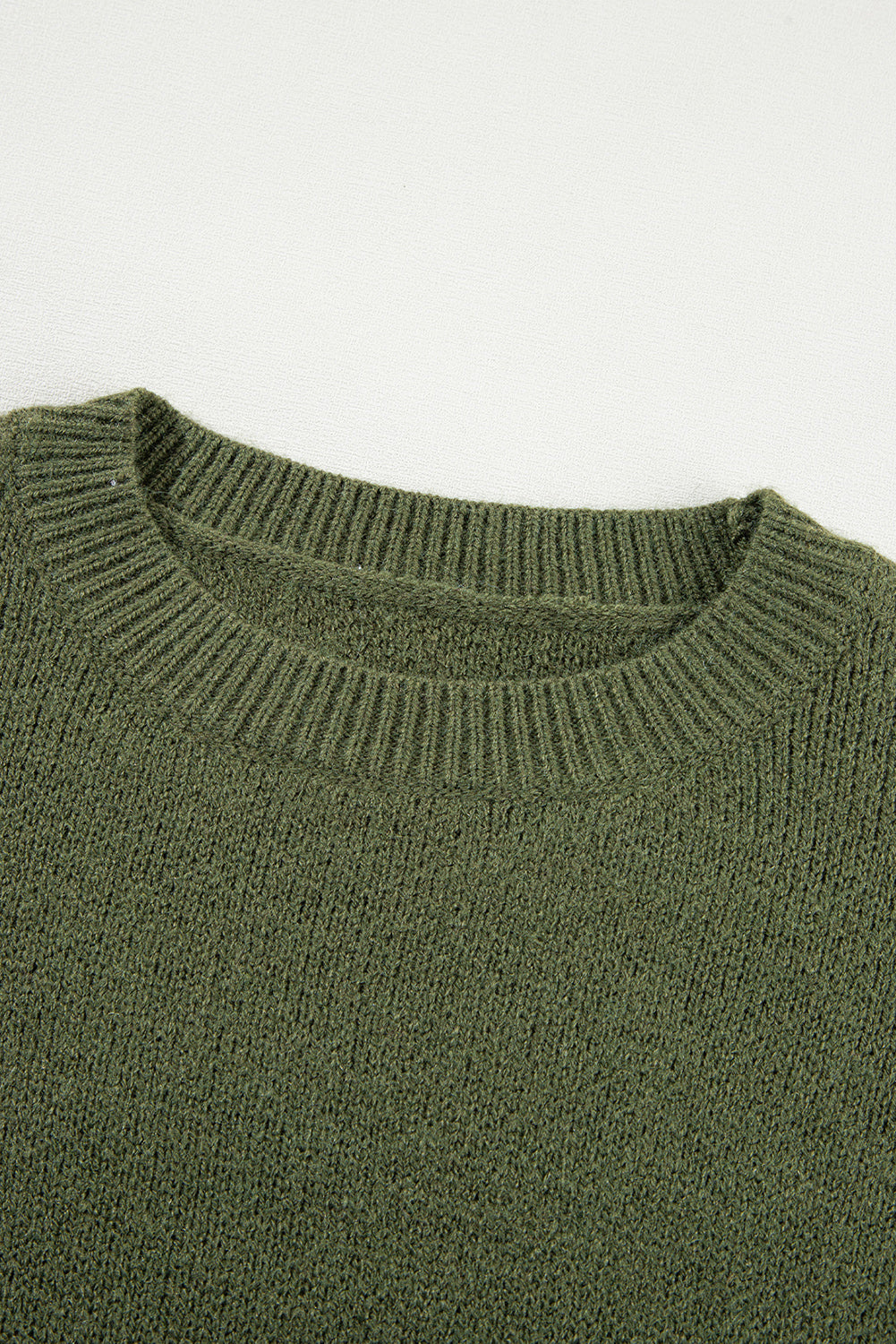 Flower Sleeve Drop Shoulder Sweater | Moss Green