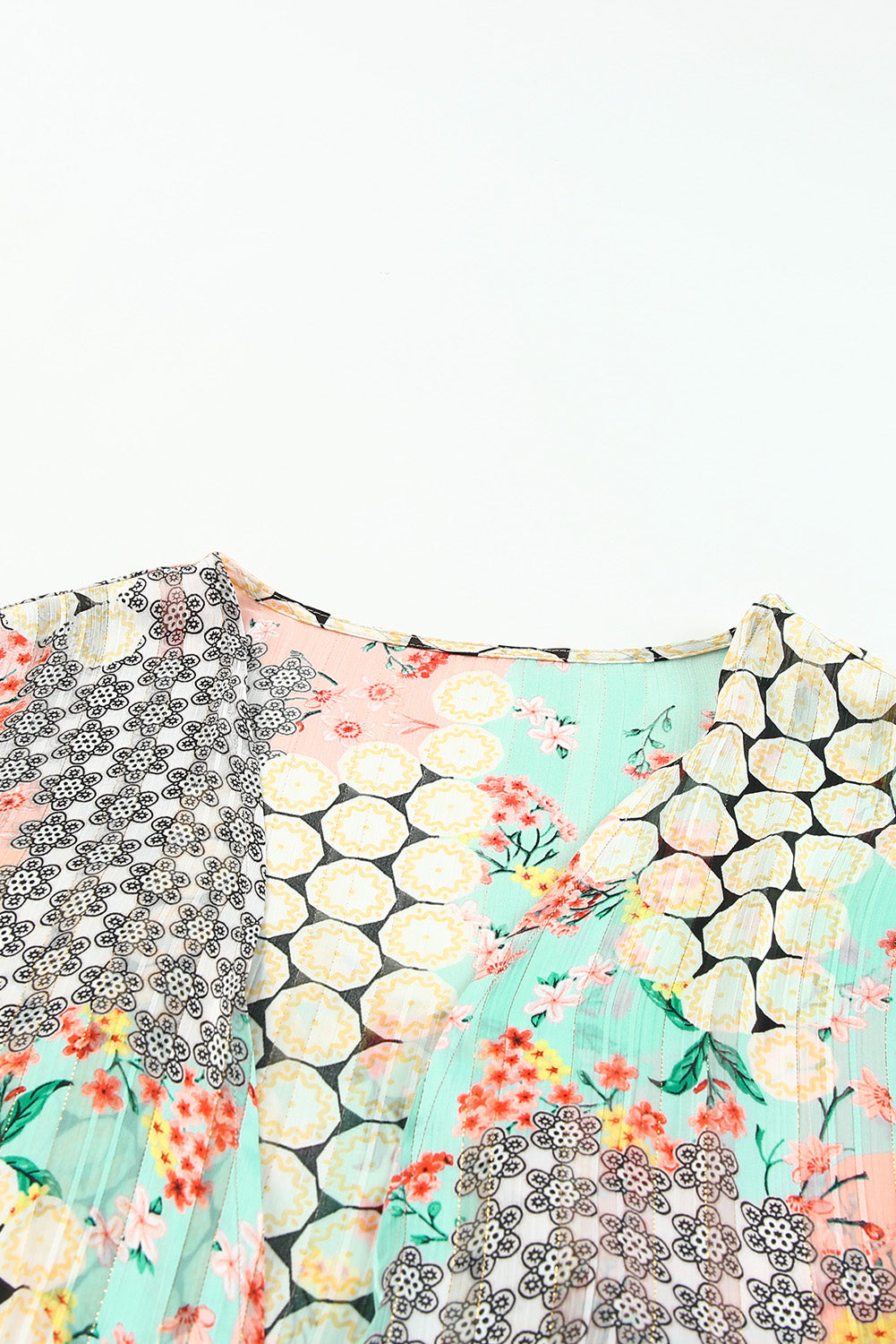 Floral Open Sheer Shimmer Kimono | Multicolour