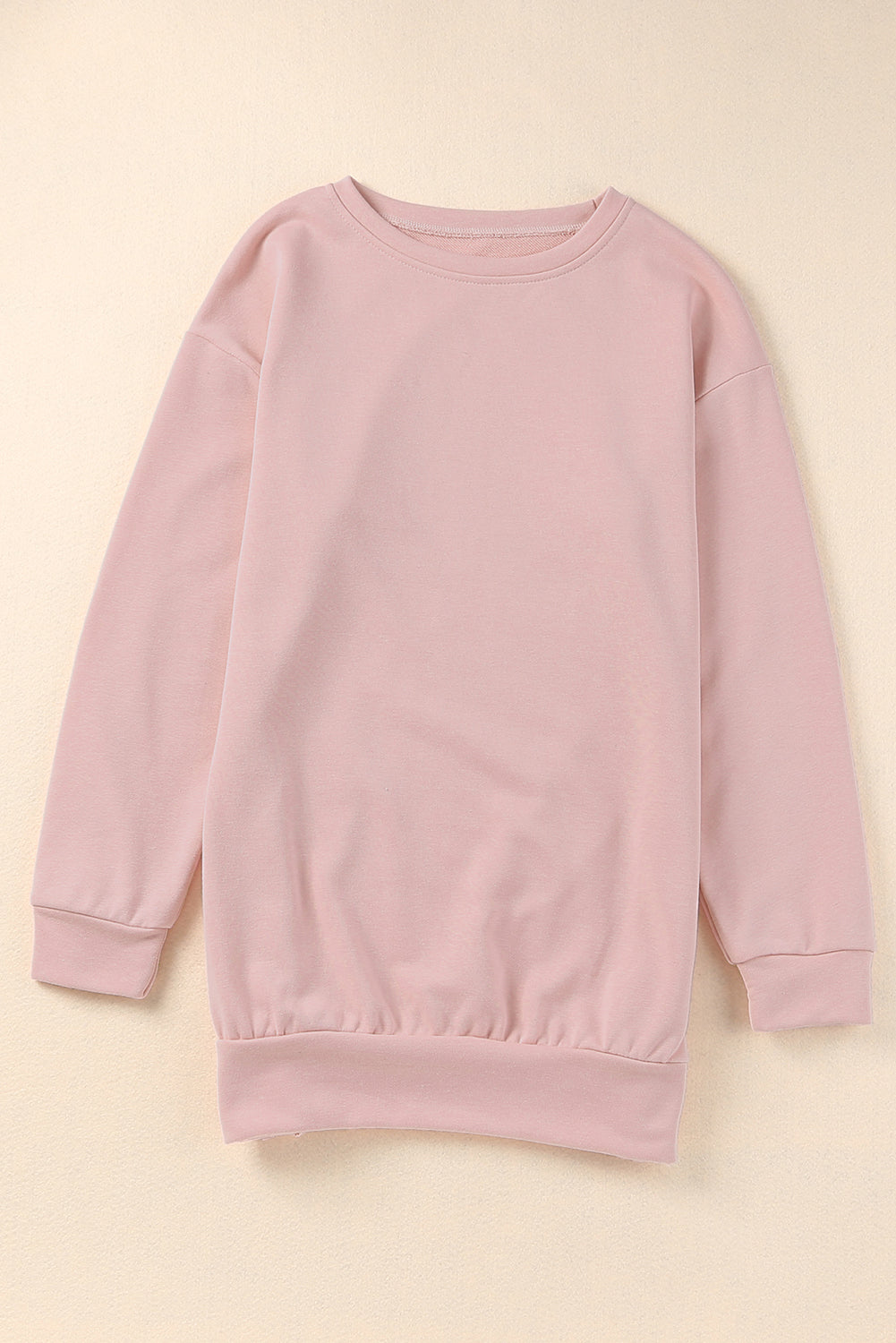 Crew Neck Slit Buttons Sweatshirt | Pink