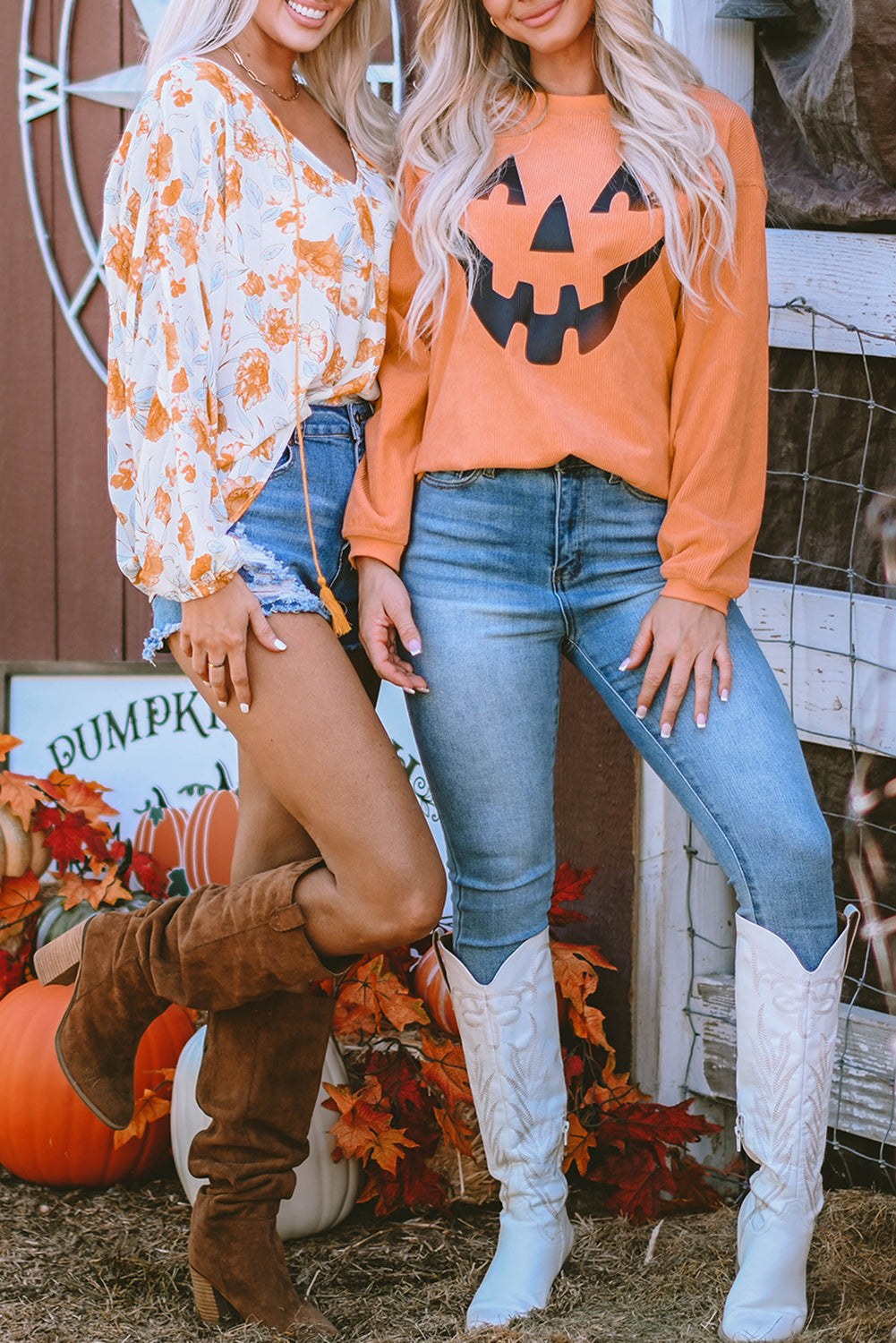 Pumpkin Smile Face Graphic Sweatshirt | Orange