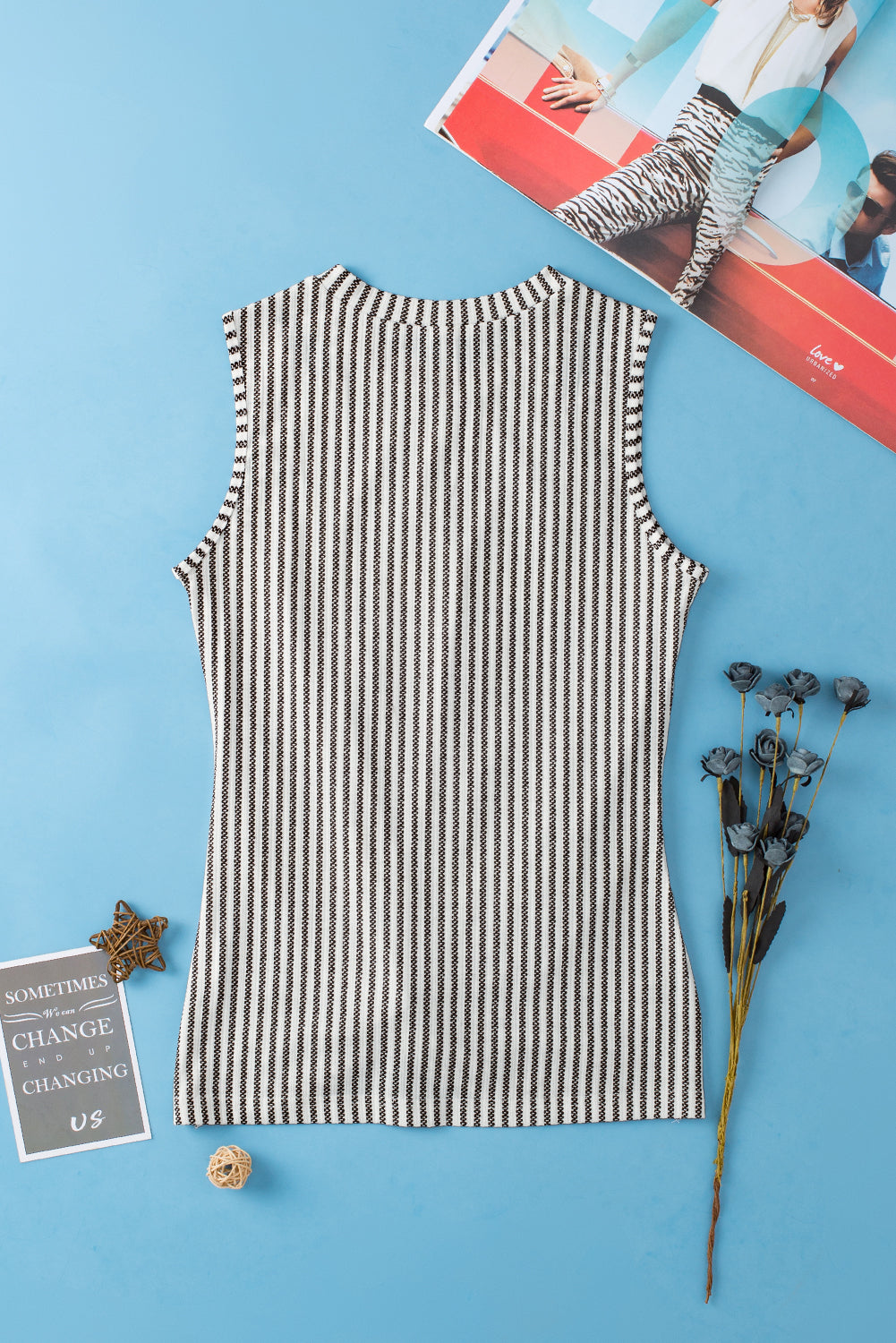 Striped Cutout Twist Front Tank Top | Gray