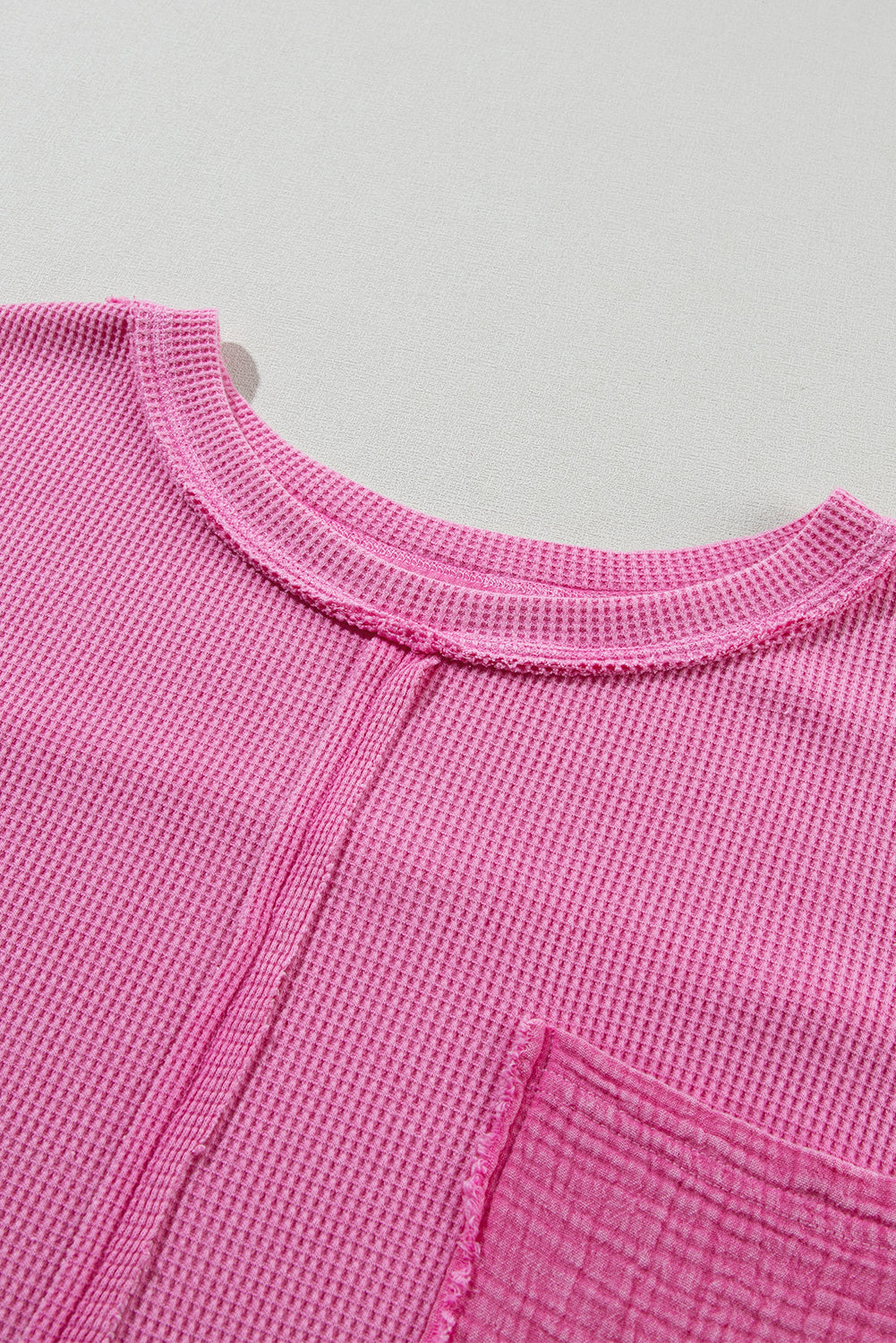 Oversized Mineral Wash Textured Bracelet Sleeve Top | Bright Pink