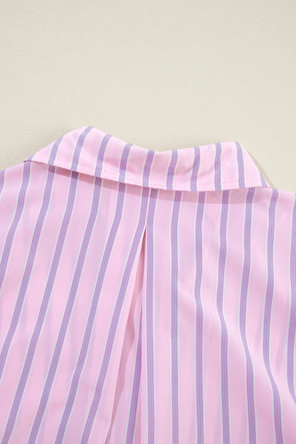 Chest Pocket Casual Shirt | Pink Stripe