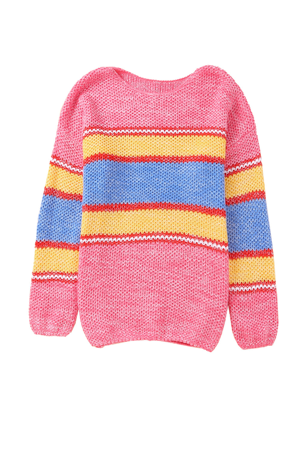 Plus Size Stripe Oversized Sweater | Pink