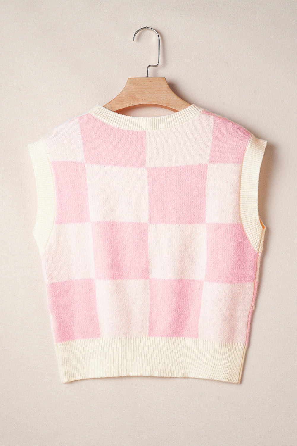 Preppy Bow Detail Checkered Sweater Vest | Pink