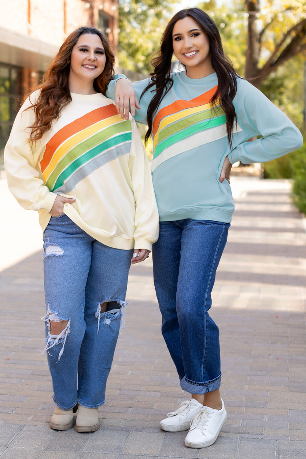 White Rainbow Raglan Sleeve Crew Neck Plus Size Sweatshirt | white