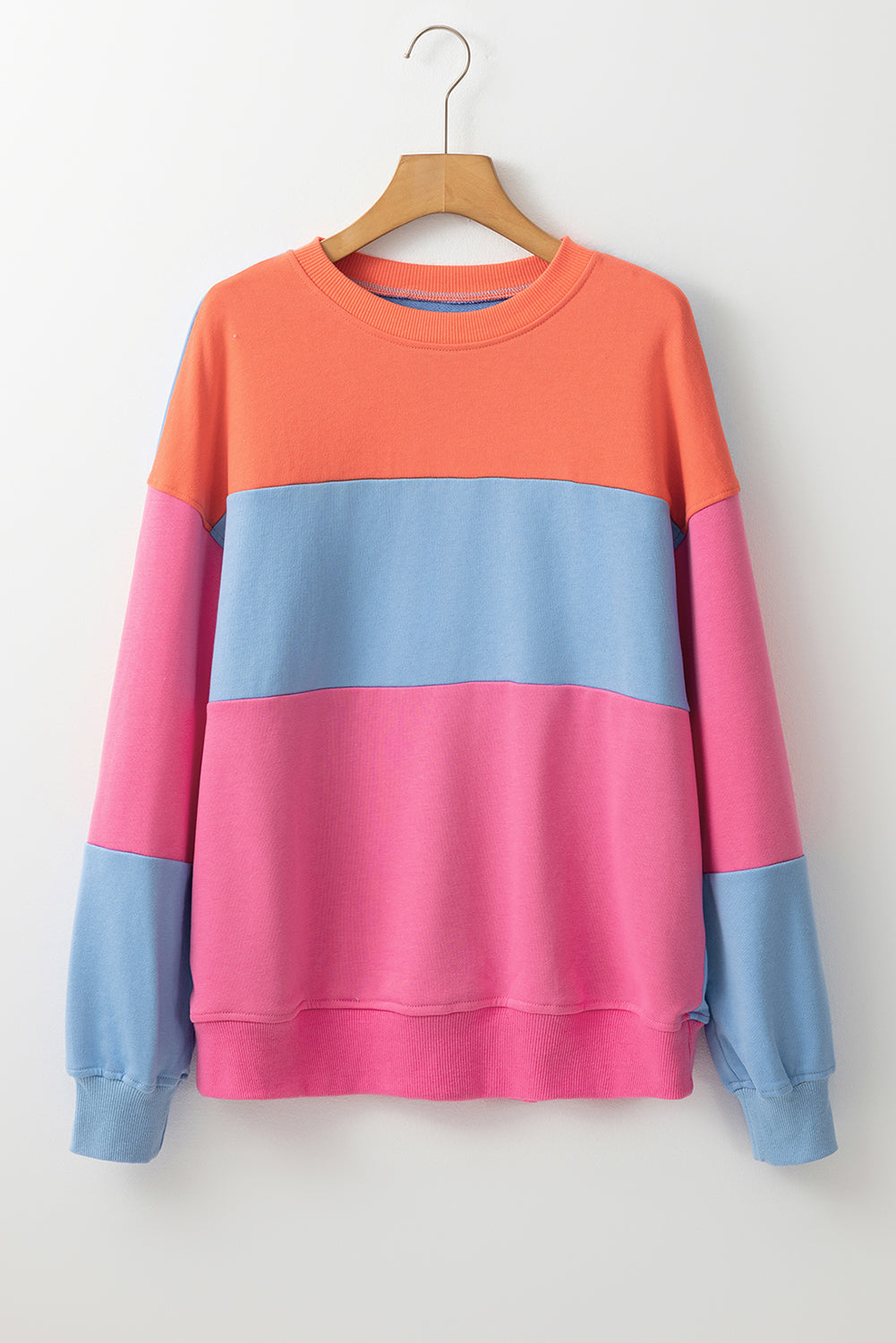 Colourblock Patchwork Drop Shoulder Sweatshirt | Bright Pink