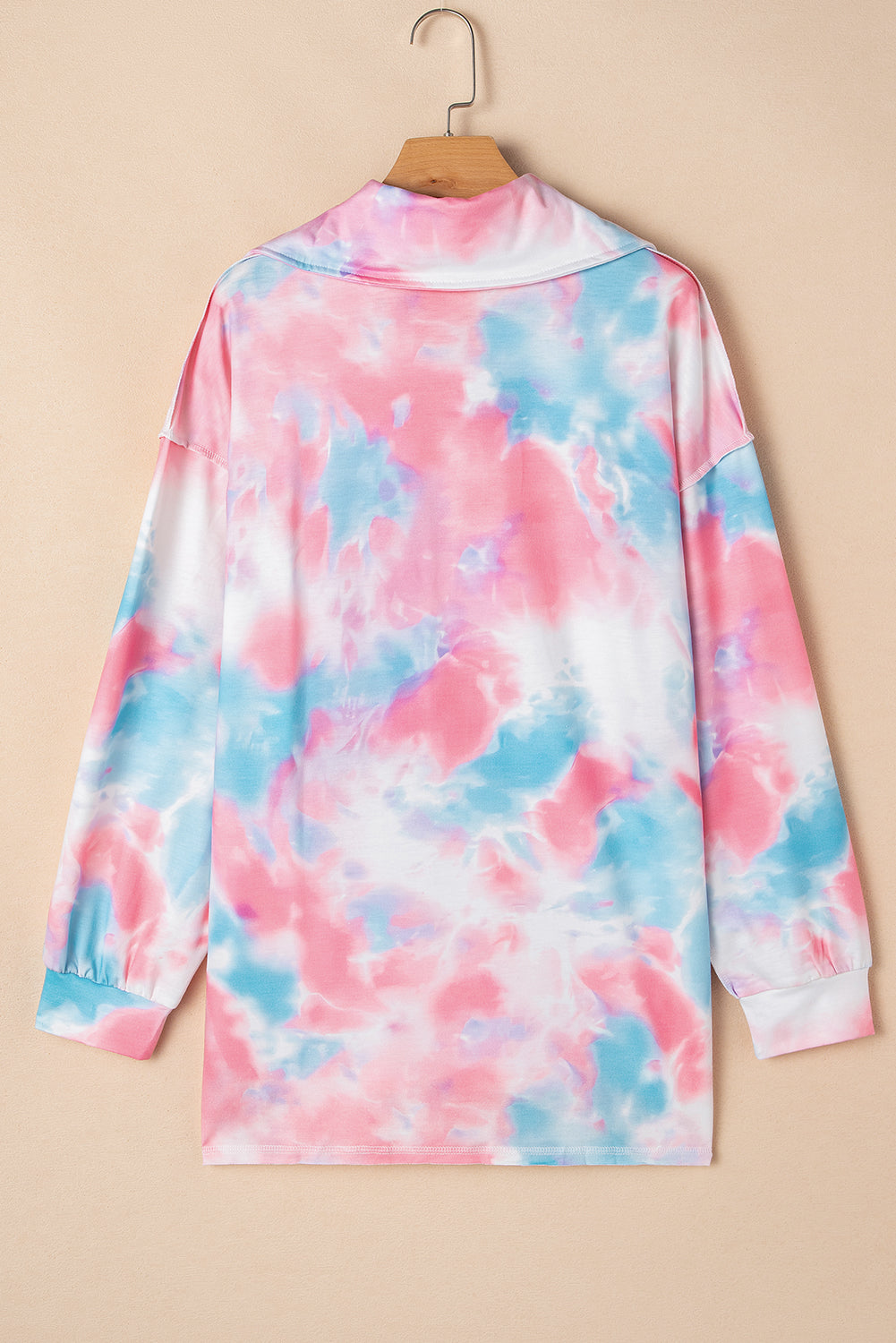 Plus Size Tie-Dye Zipped Collared Pullover Sweatshirt | Multicolour